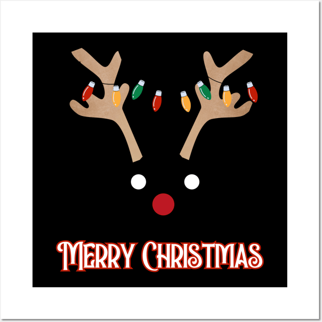 Rudolf is Lit for Ugly Christmas Sweater Wall Art by mebcreations